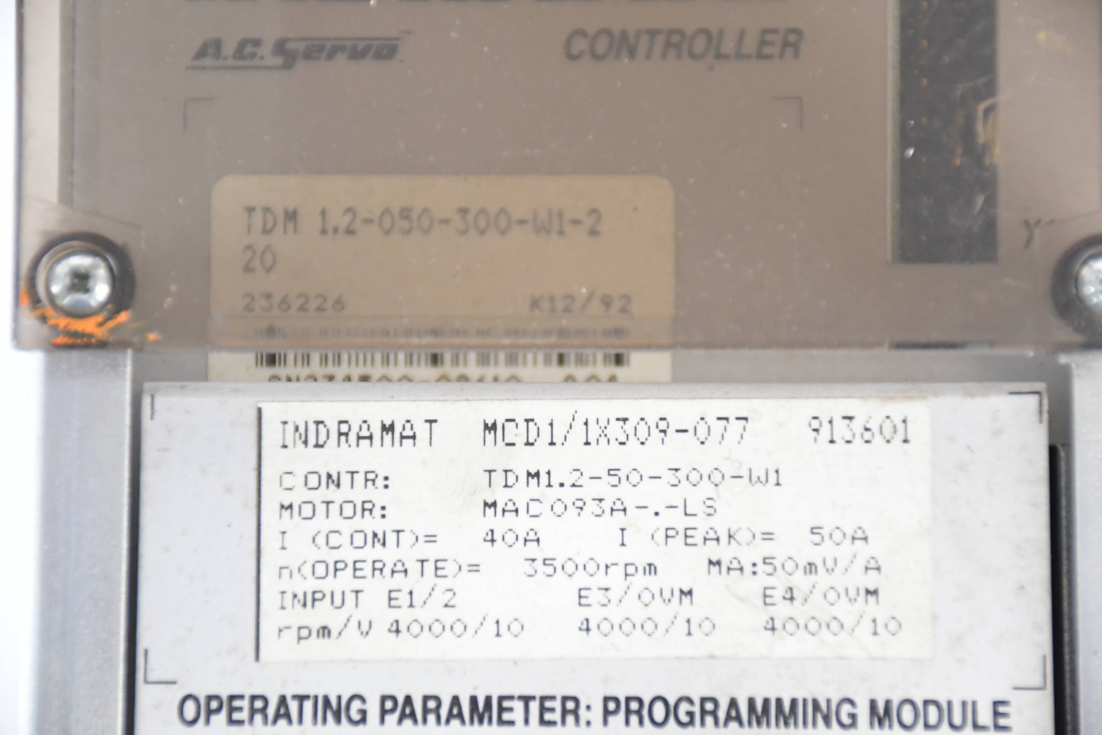 Indramat A.C. Servo Controller TDM 1.2-050-300-W1-220 inkl. MOD1/1X309-077