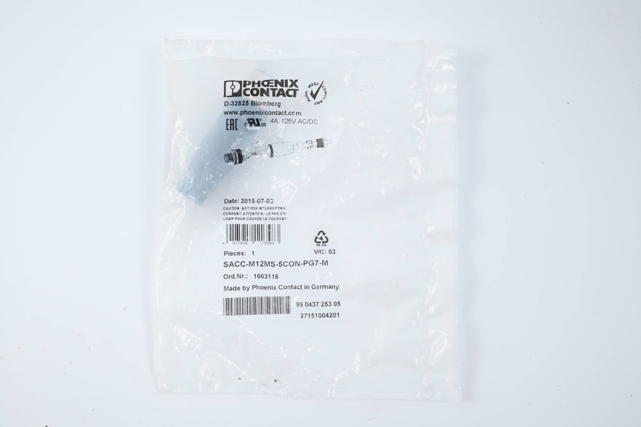 Phoenix Contact Steckverbinder SACC-M12MS-5CON-PG 7-M ( 1663116 )