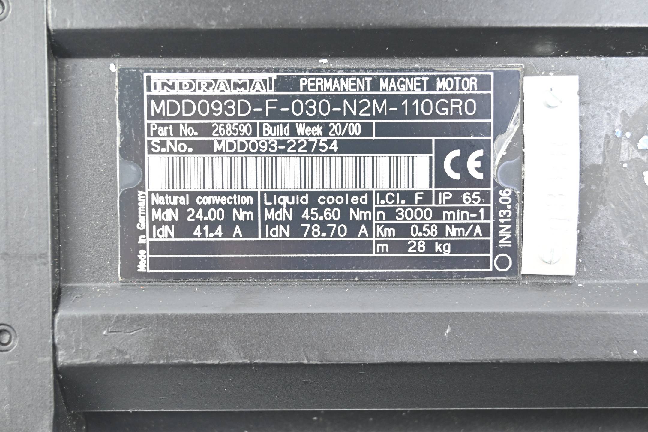 Indramat Permanent Magnet Motor MDD093D-F-030-N2M-110GR0 ( 268590 )