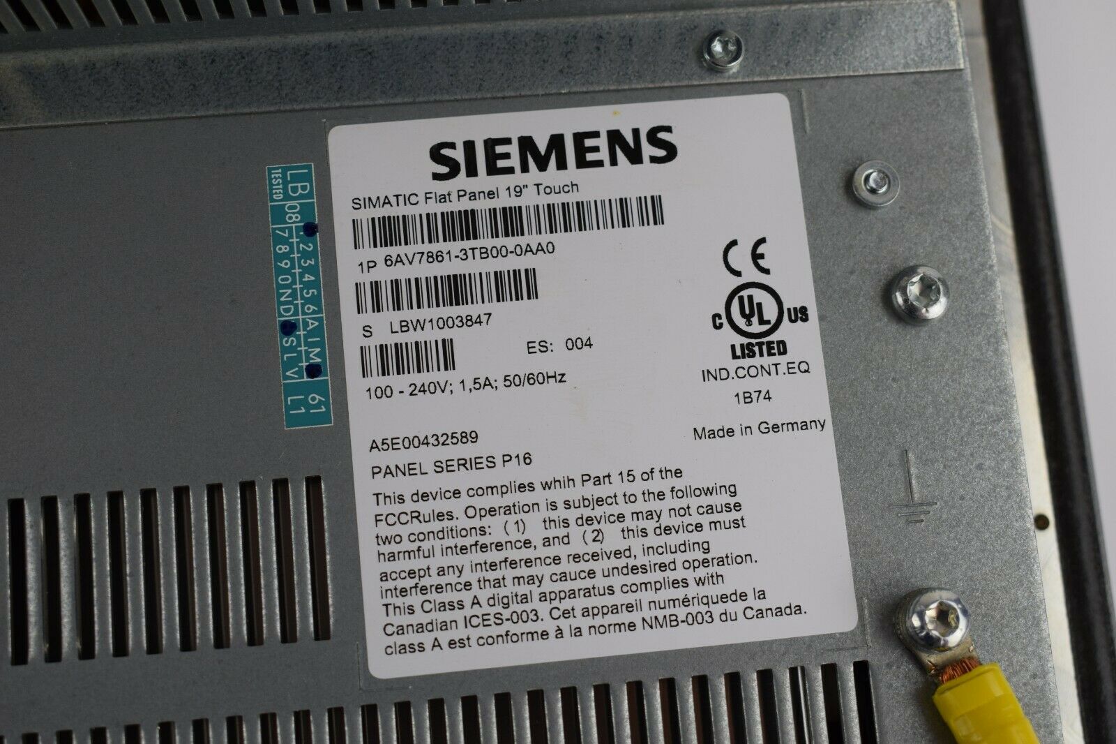 Siemens simatic Flat Panel 19" Touch 6AV7861-3TB00-0AA0 ( 6AV7 861-3TB00-0AA0 )