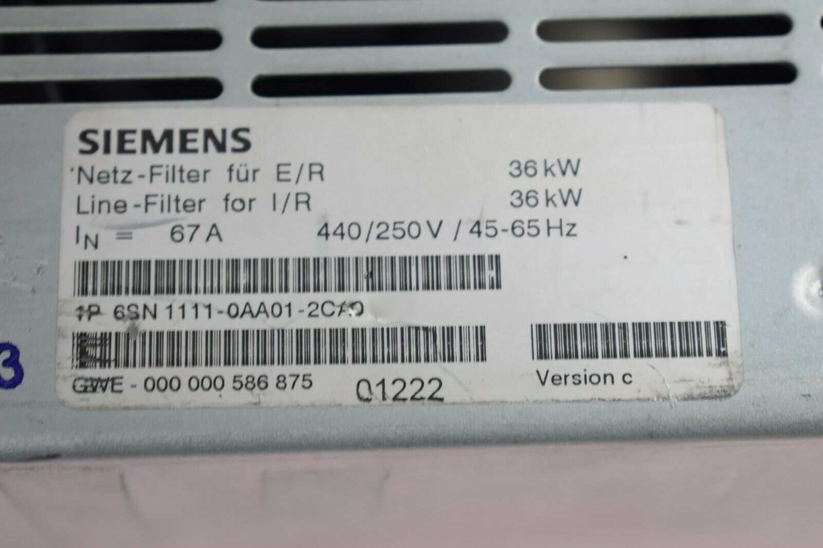 Siemens Netz-Filter für E/R 6SN 1111-0AA01-2CA0 ( 6SN1111-0AA01-2CA0 )