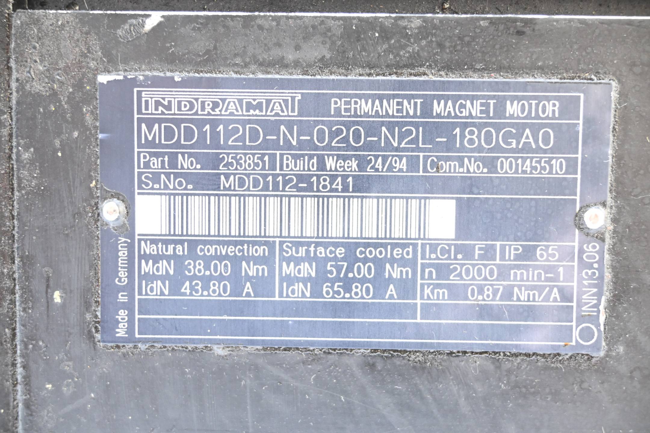 Indramat Permanent Magnet Motor MDD112D-N-020-N2L-180GA0 ( 253851 )