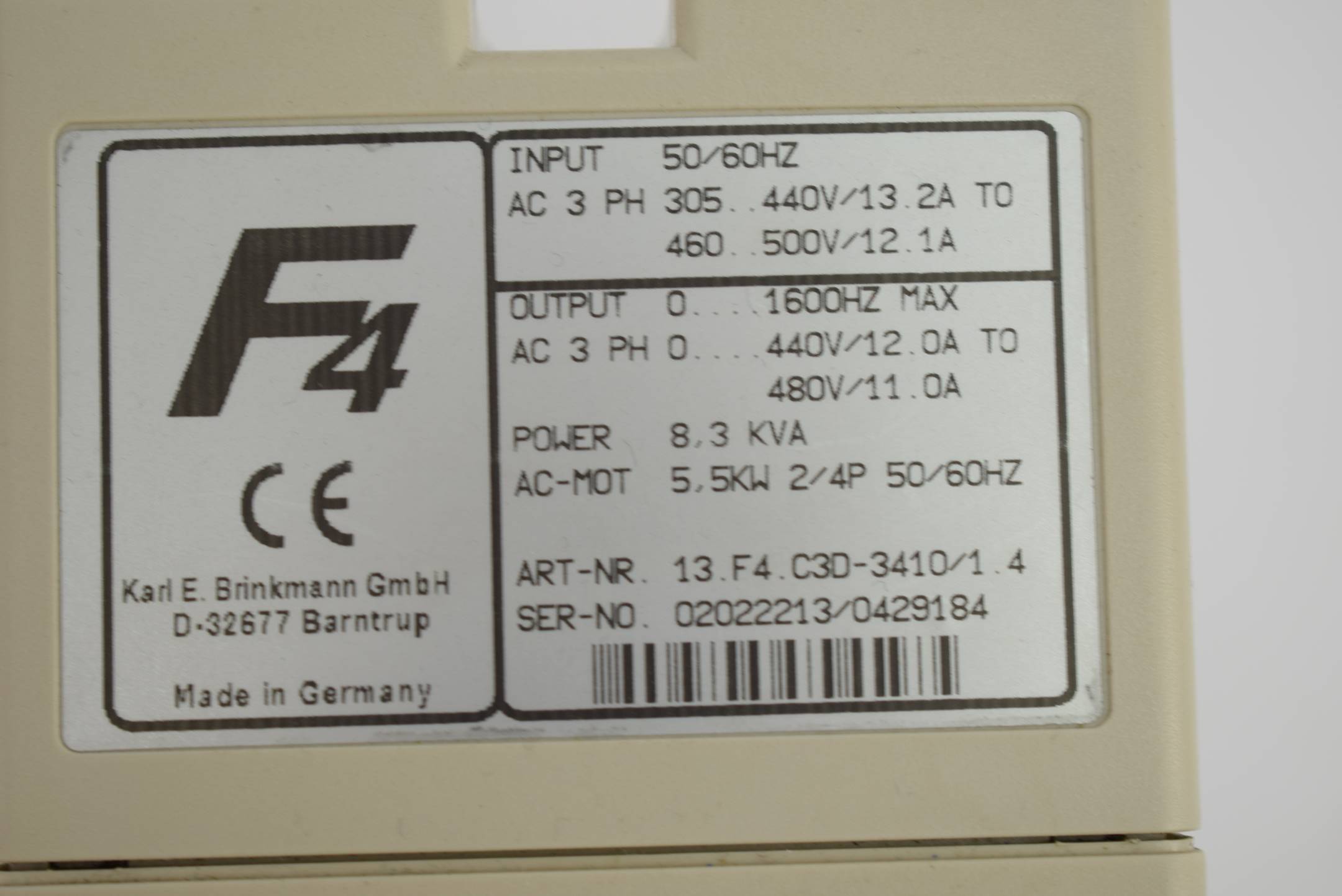 KEB F4 Frequenzumrichter 13.F4.C3D-3410/1.4