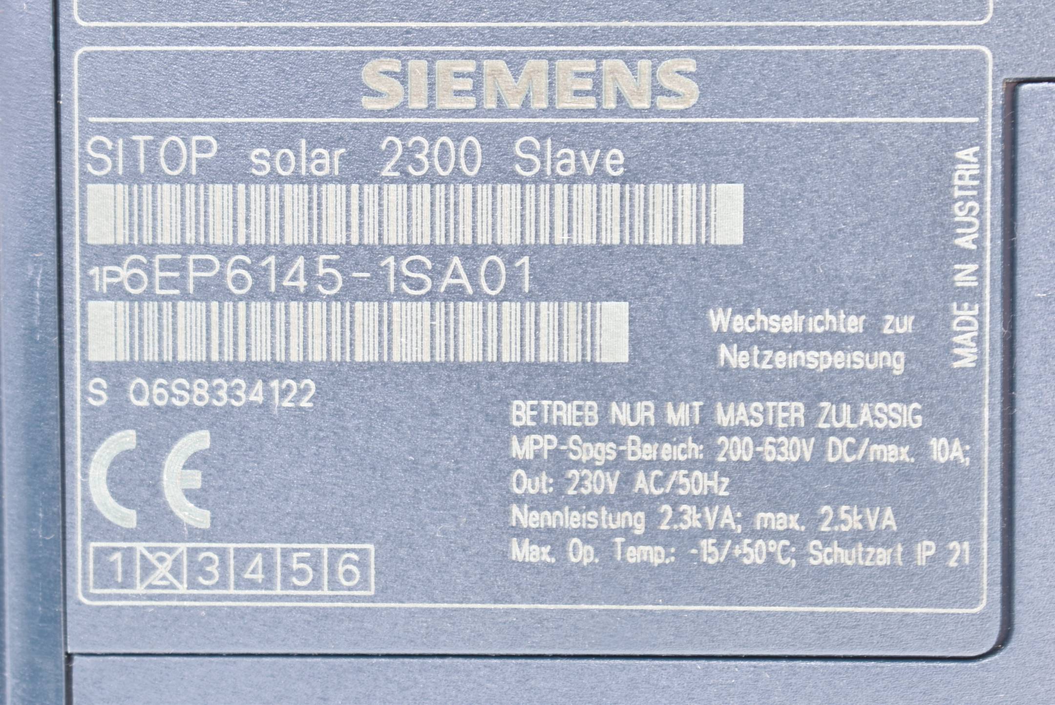 Siemens sitop solar 2300 Slave 230V AC 50 Hz 6EP6 145-1SA01 ( 6EP6145-1SA01 ) E2