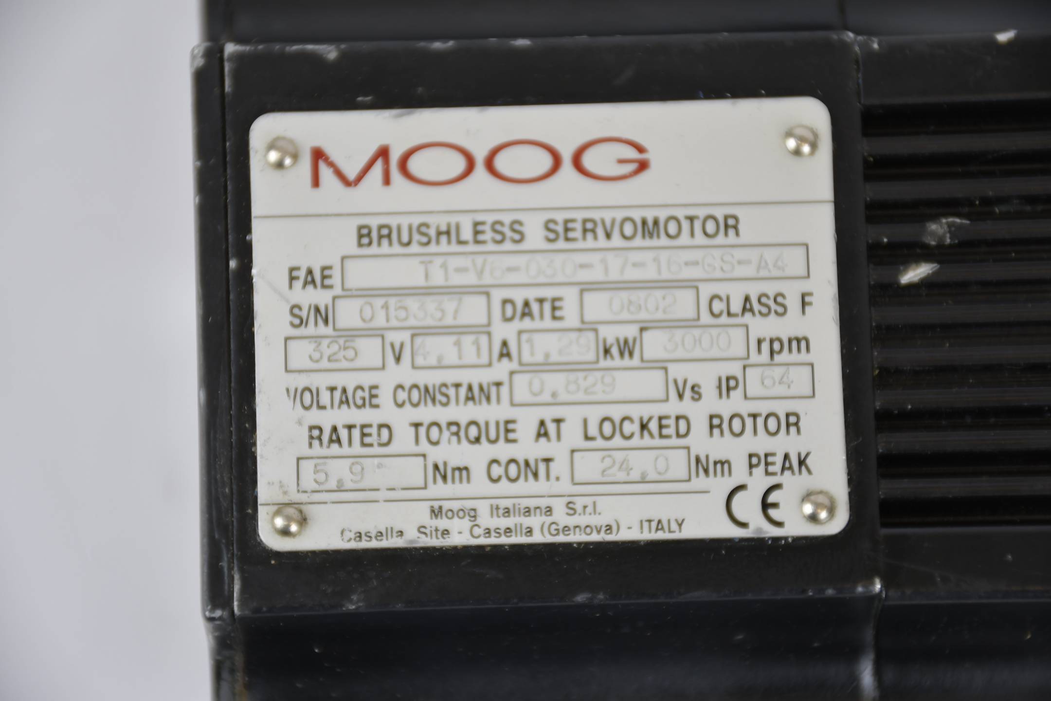Moog Fastact T/F Brushless Servormotor T1-V6-030-17-16-GS-A4
