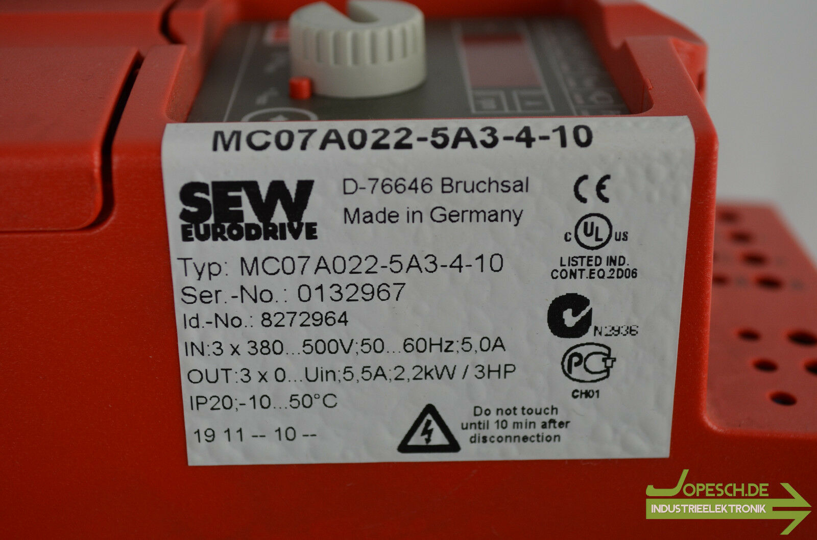 SEW Eurodrive Movitrac Umrichter MC07A022-5A3-4-10 