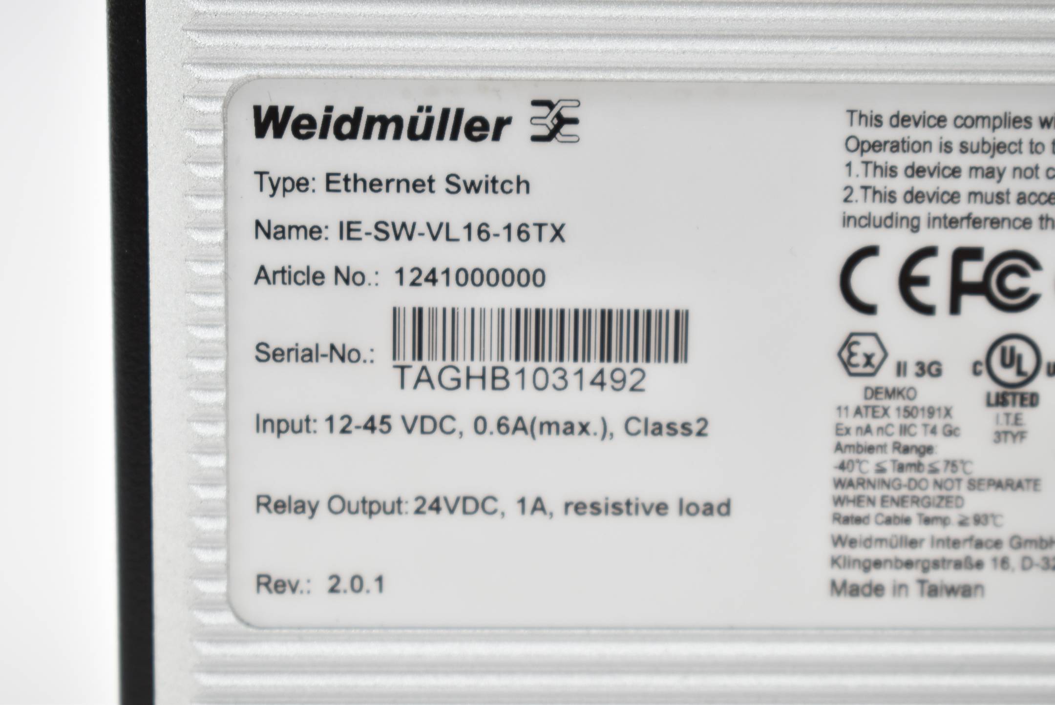 Weidmüller IE-SW-VL16-16TX  Netzwerk Switch 1241000000 