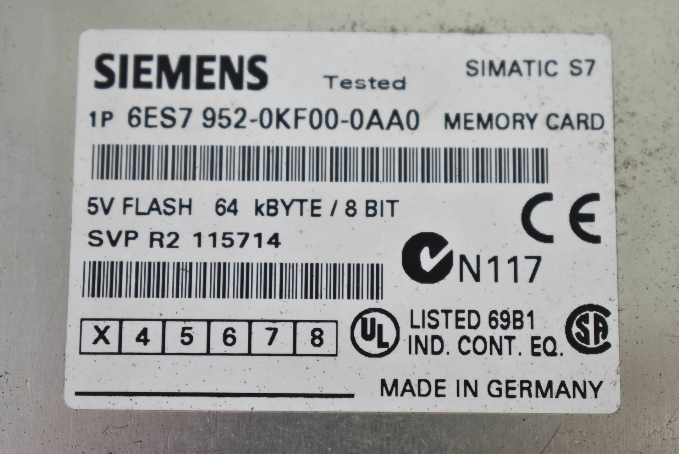 Siemens Simatic S7 Memory Card 64KB 6ES7952-0KF00-0AA0 ( 6ES7 952-0KF00-0AA0 )