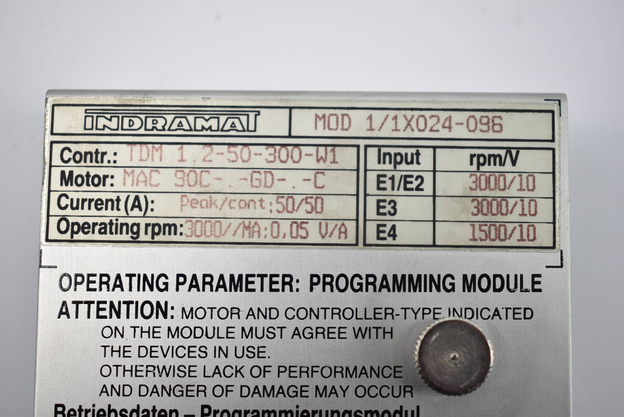 Indramat Programmierungsmodul TDM 1.2-50-300-W1 ( MOD 1/1X024-096 )