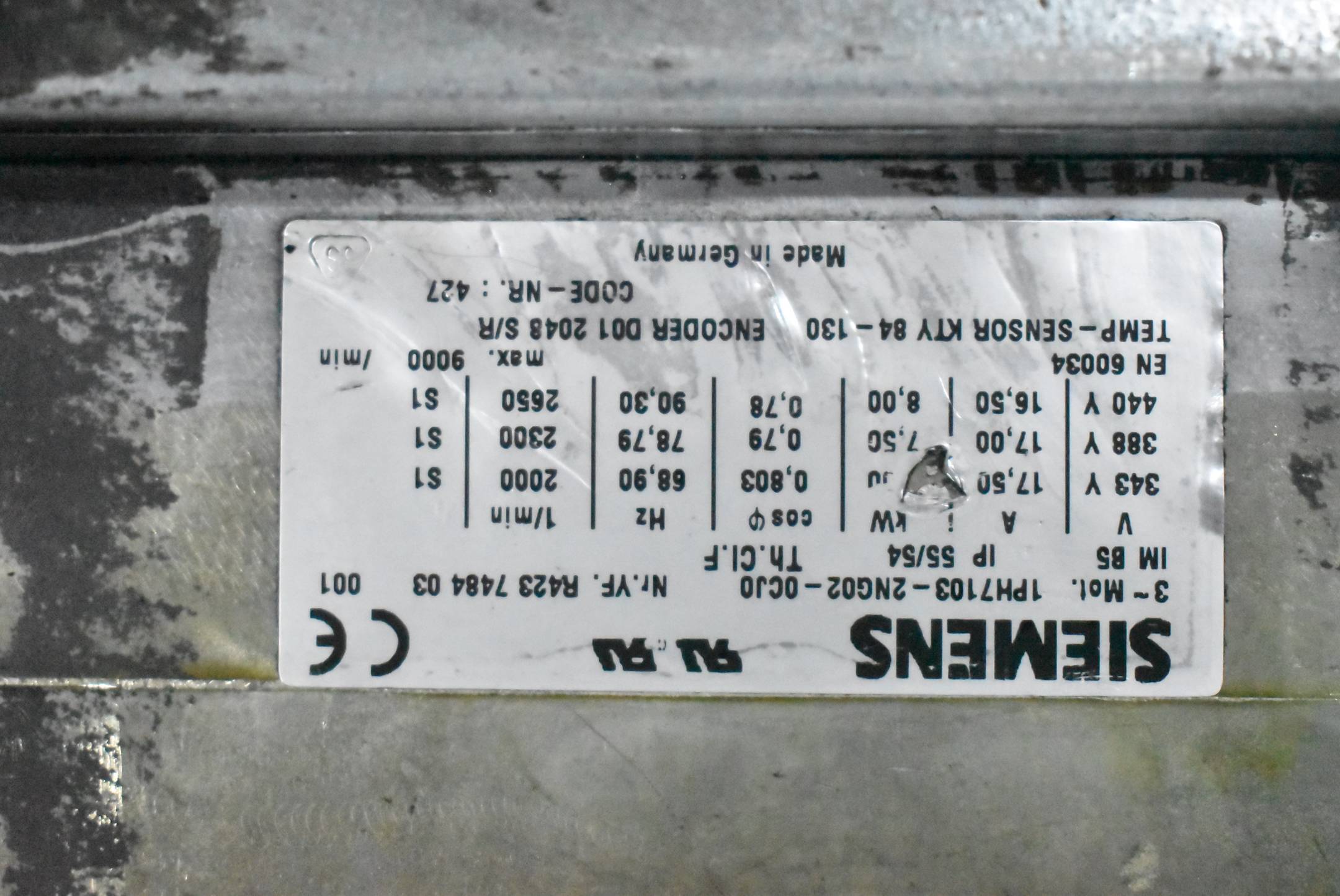 Siemens Servomotor  7kW 2000rpm 33,4Nm 17,5A 1PH7103-2NG02-0CJ0