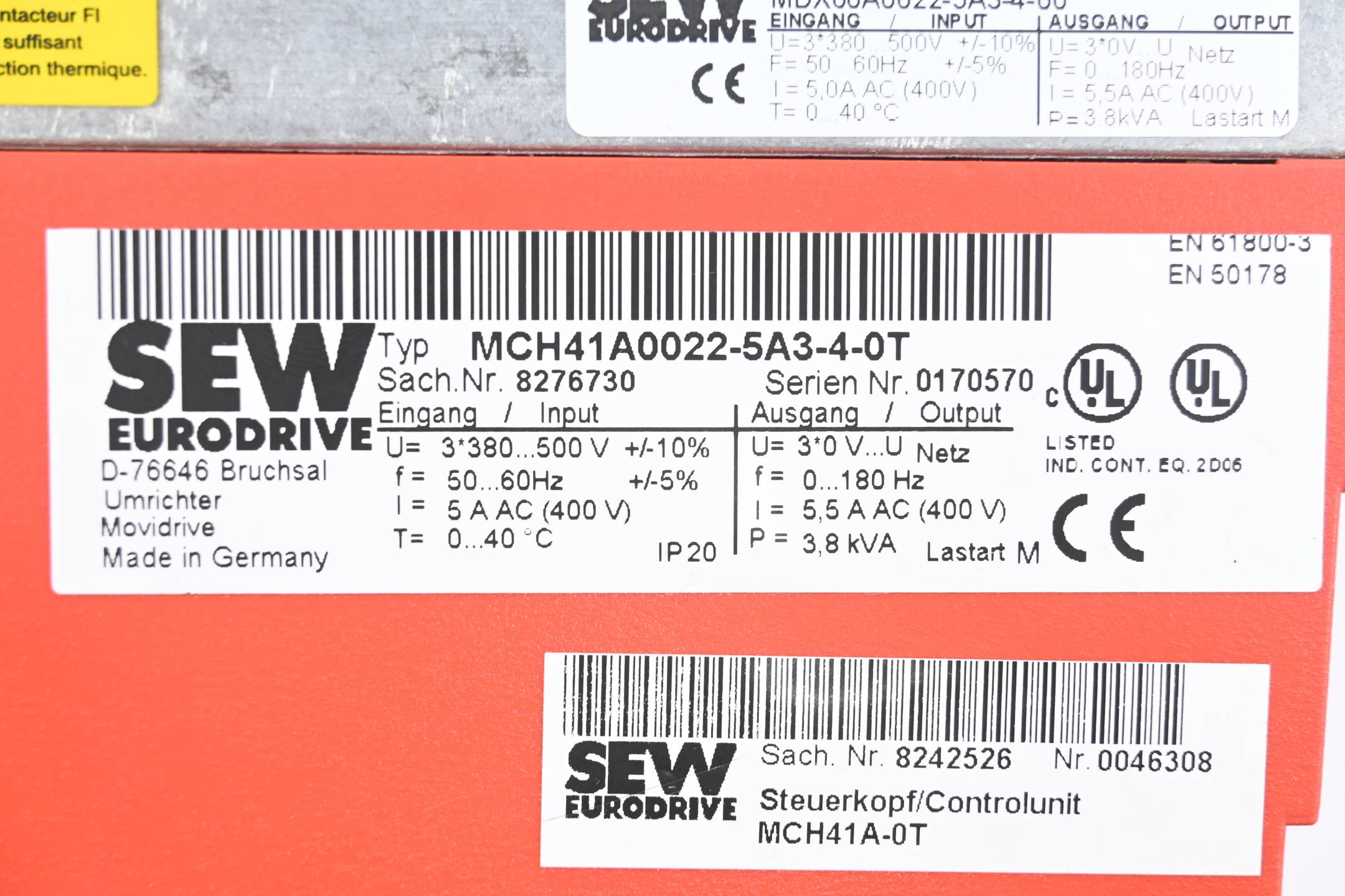 SEW Eurodrive Movidrive Umrichter MCH41A0022-5A3-4-0T ( 8276730 )