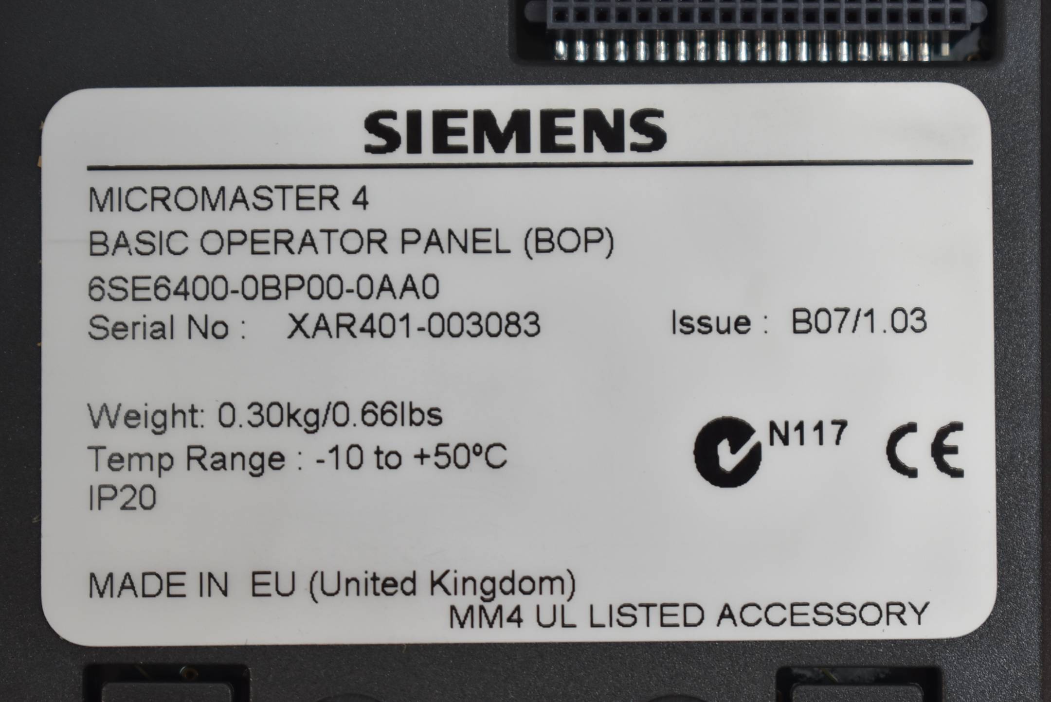 Siemens Micromaster 420 6SE6420-2AB15-5AA1 inkl. BOP 6SE6400-0BP00-0AA0