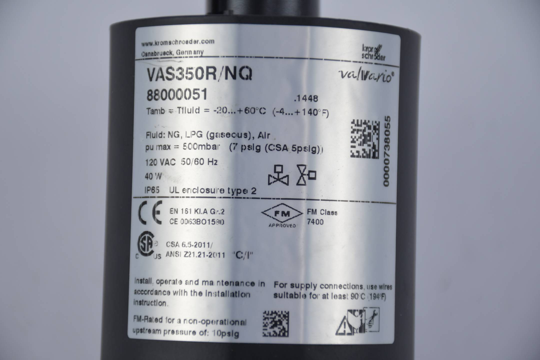Kromschröder Gas Magnetventil VAS350R/NQ ( 88000051 )