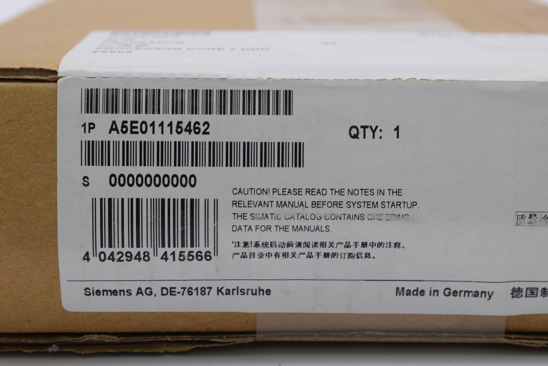 Siemens Simatic IPC Processor core 2 duo A5E01115462