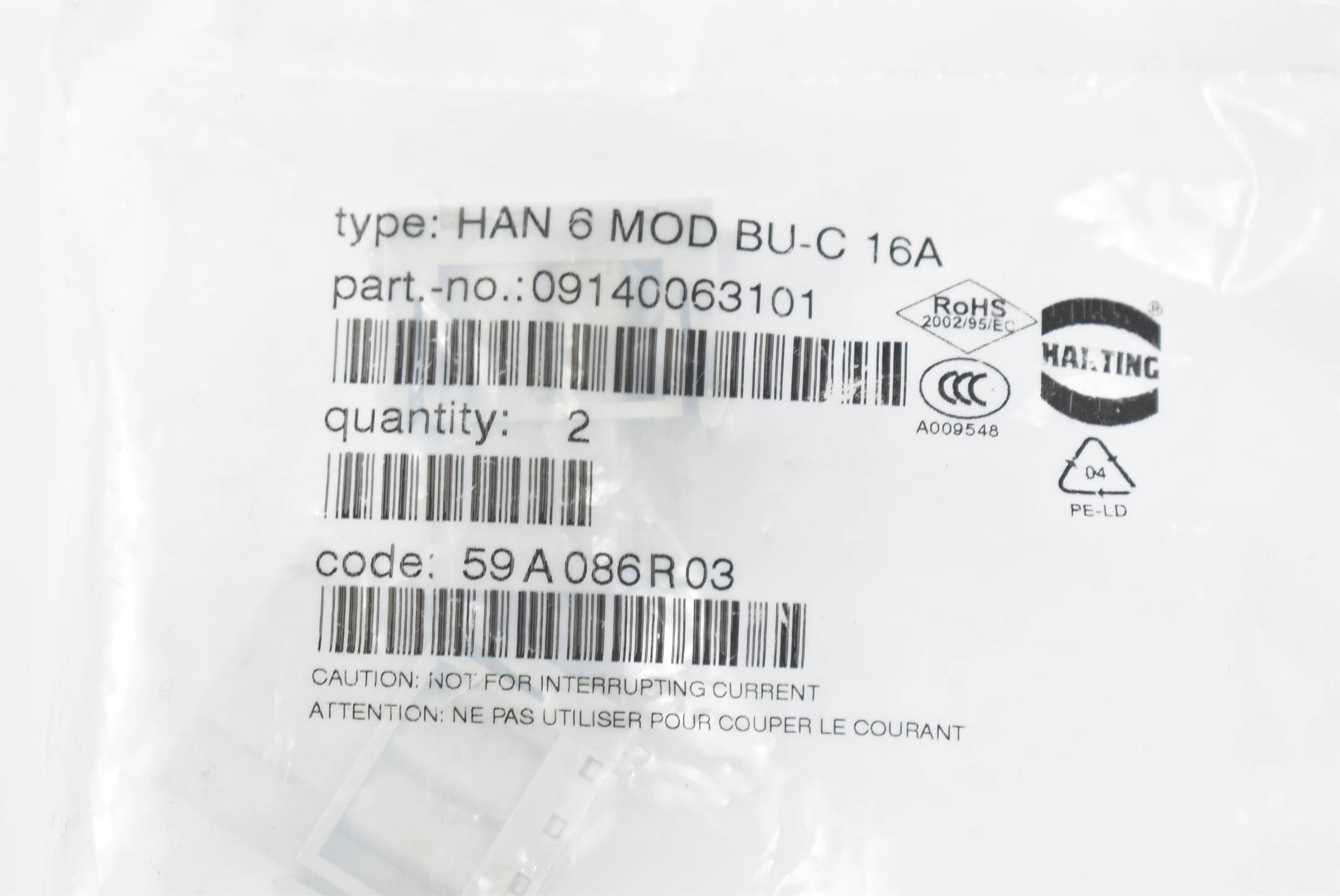 Harting E Modul HAN 6 MOD BU-C 16A ( 09140063101 )