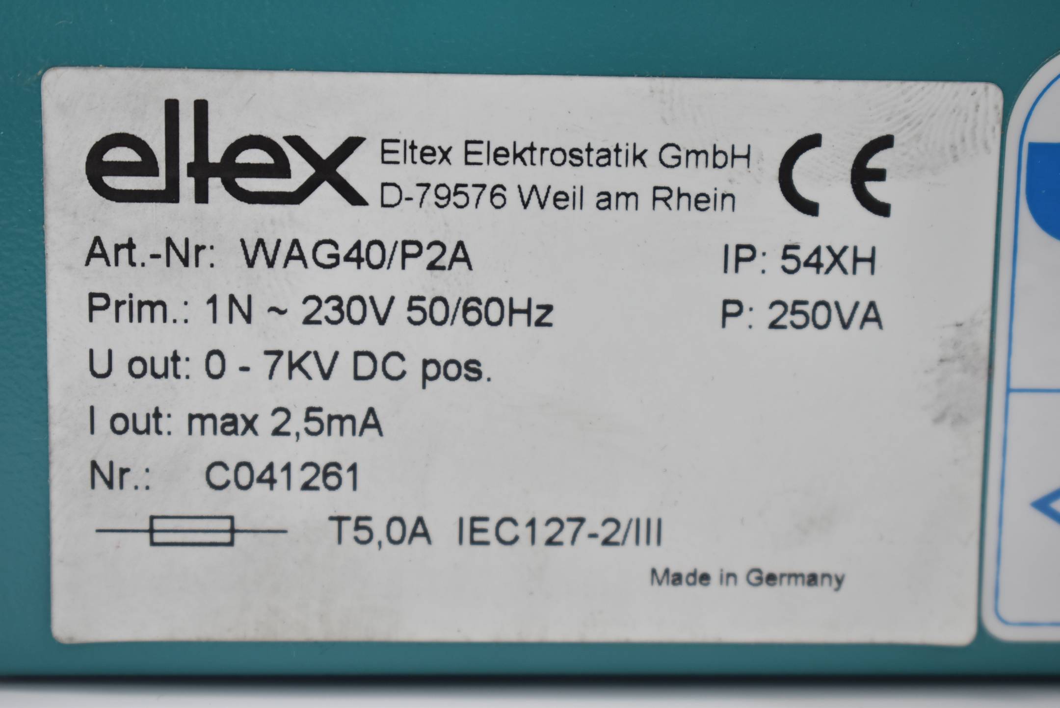 Eltex WAG40 Hochspannungsgenerator WAG40/P2A ( 230V 50-60Hz )