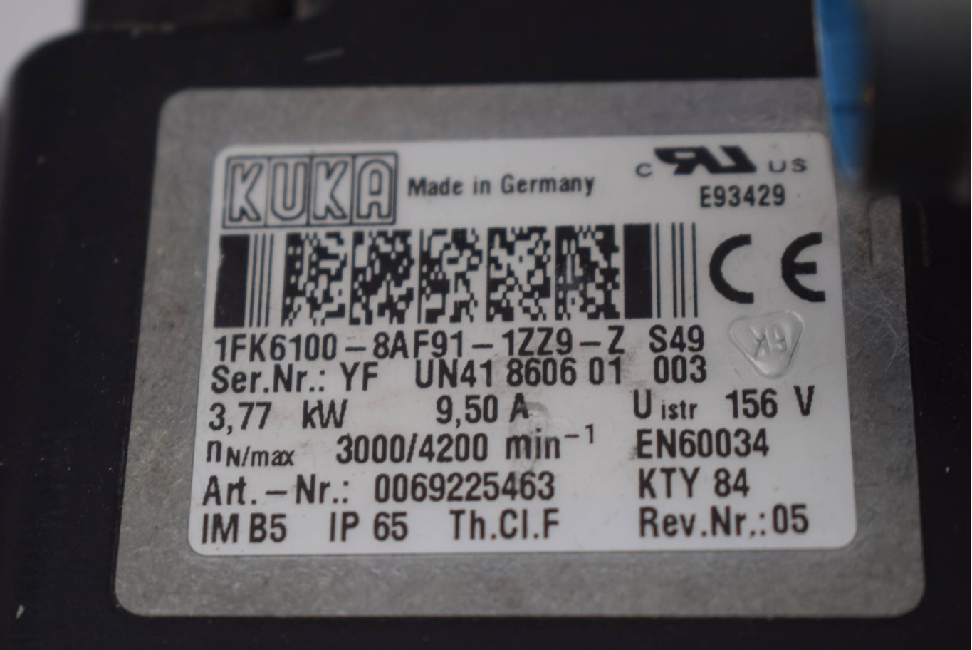 Kuka Servomotor 1FK6100-8AF91-1ZZ9-Z 3,77kW inkl. Sick SRM50-HXV0-K02 Kuka Servomotor 1FK6100-8AF91-1ZZ9-Z 3,77kW inkl. Sick SRM50-HXV0-K02