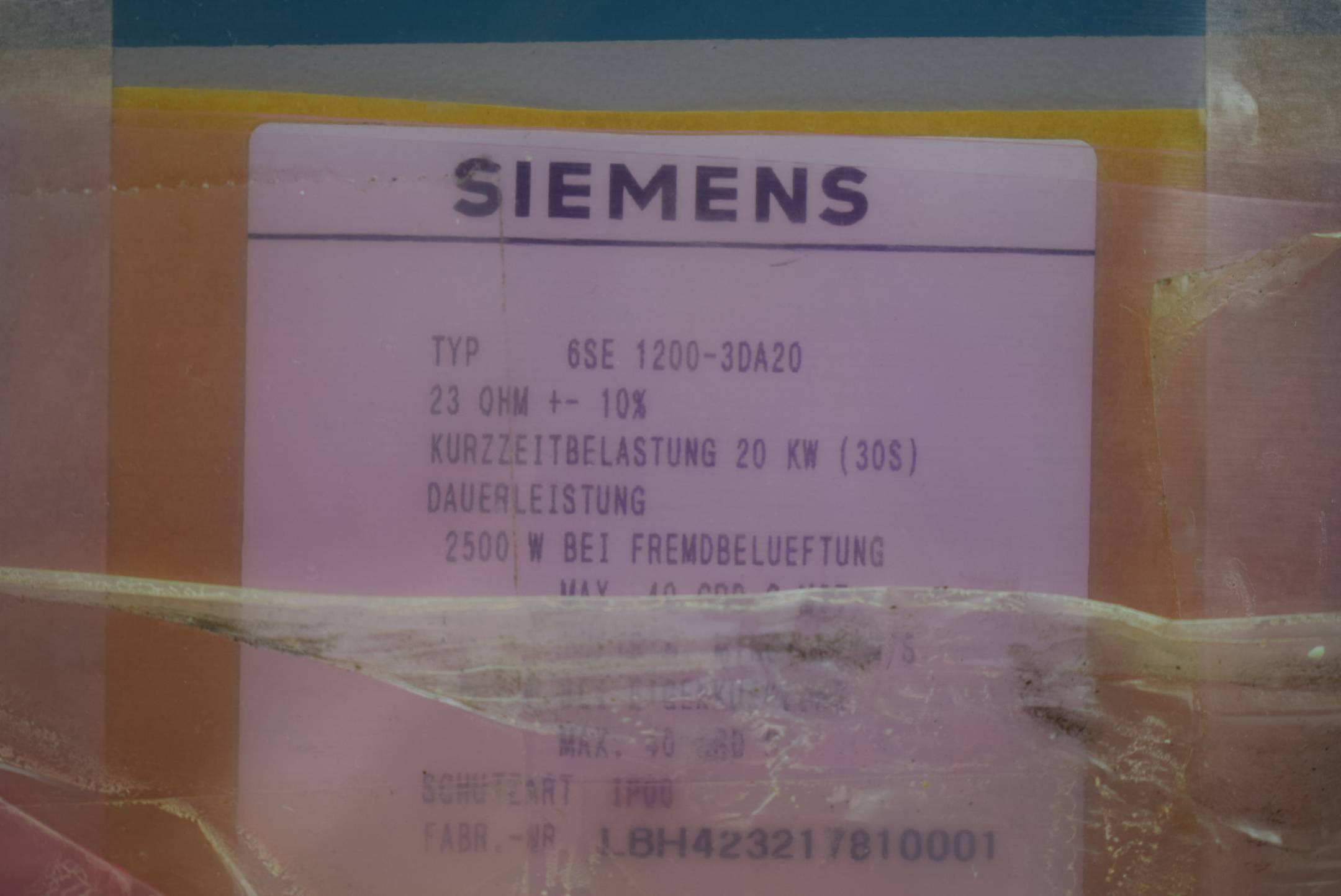 Siemens Simovert P. 6SE12/13 EXT. Bremswiderstand 6SE 1200-3DA20 ( 6SE1200-3DA20 )