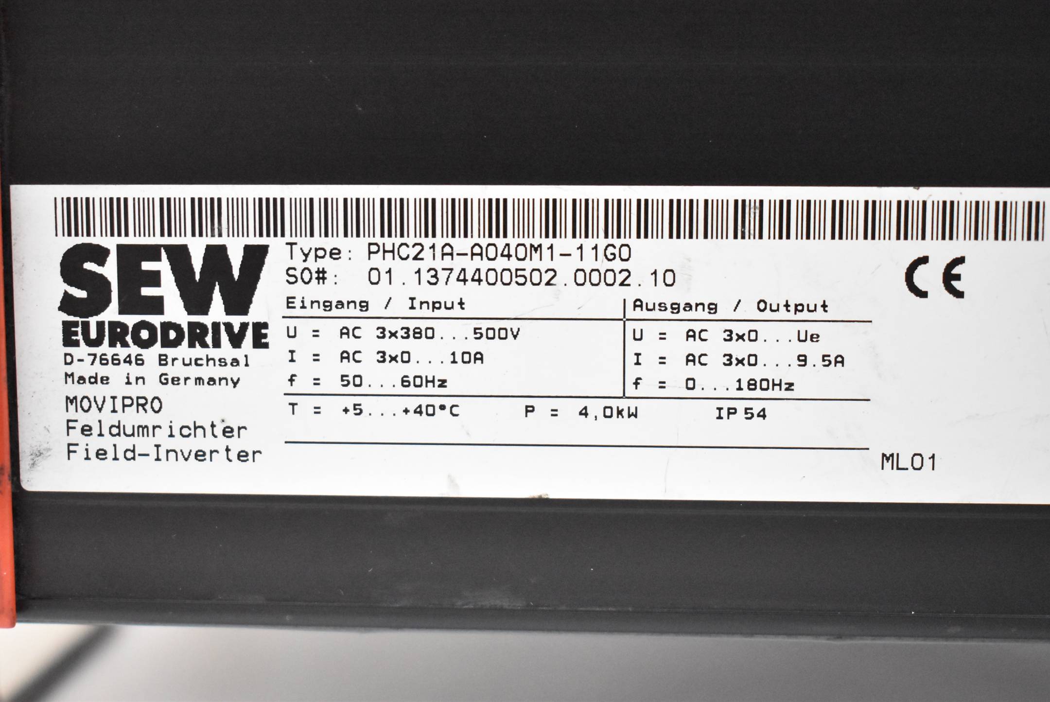 SEW Eurodrive Movipro PHC21A-A040M1-11G0 inkl. Schaltmodul PSM21A-A150-CBE-0050
