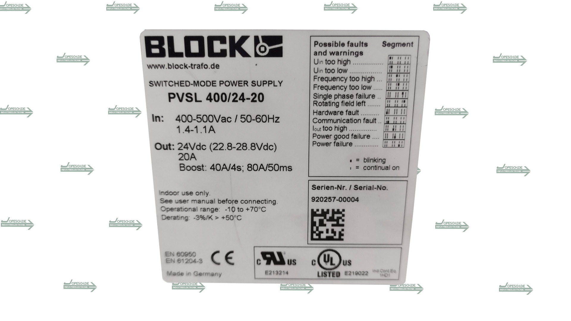 BLOCK Power Supply PVSL 400/24-20