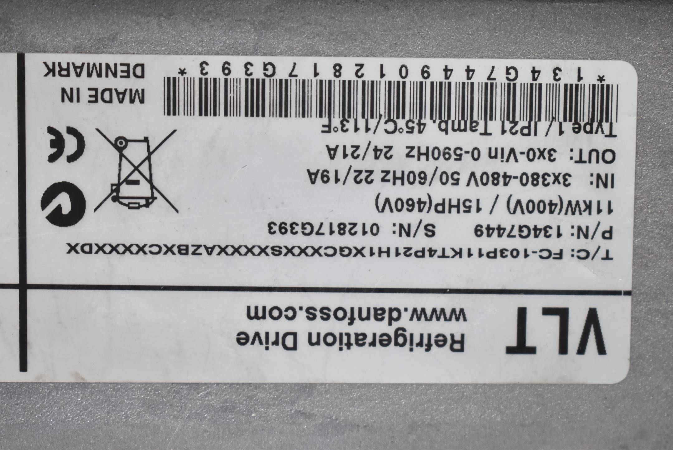 Danfoss VLT Umrichter FC-103P11KT4P21H1XGCXXXSXXXXAZBXCXXXXDX ( 134G7449 ) 11kW
