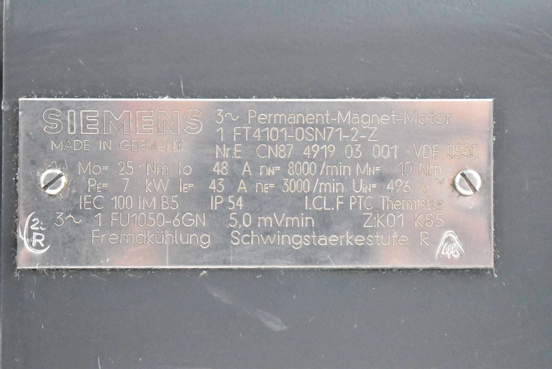 Siemens Servomotor 25Nm 7kW 48A 3000rpm 1FT4101-0SN71-2-Z ( 1FT4 101-0SN71-2-Z)