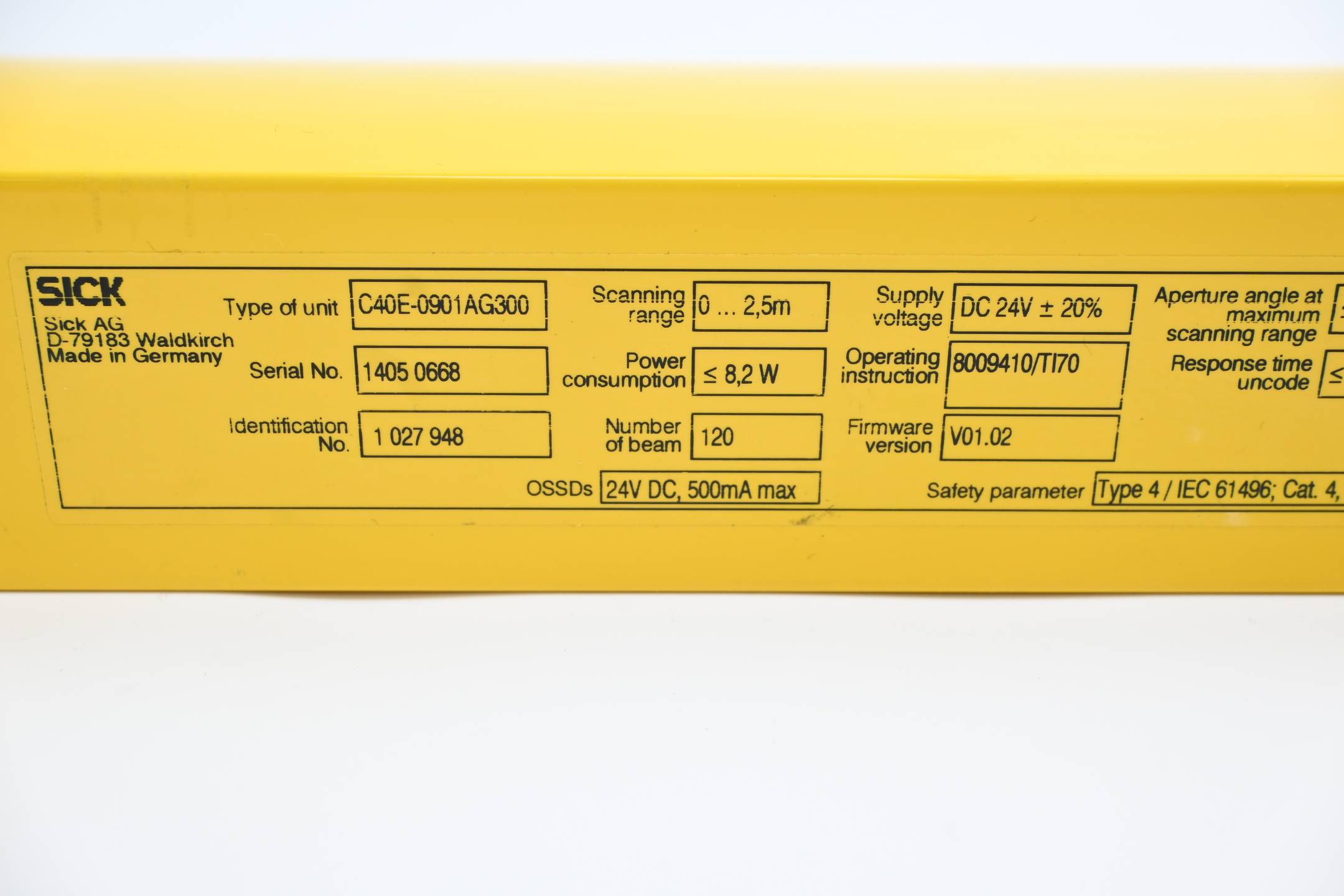 Sick Lichtschranke C4000 Basic+ Empfänger C40E-0901AG300 ( 1027948 )