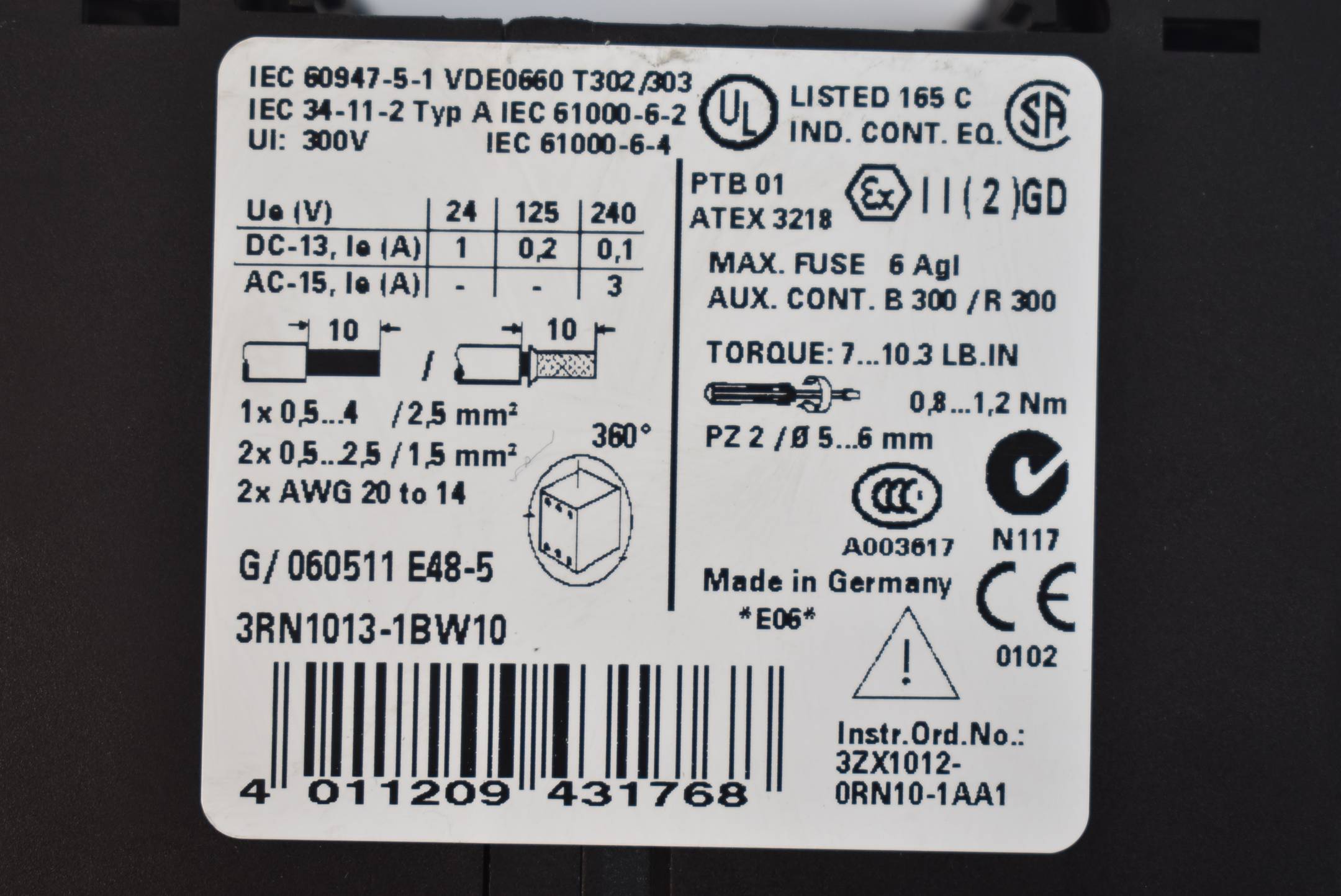 Siemens sirius Thermistor-Motorschutz 3RN1 013-1BW10 ( 3RN1013-1BW10 )
