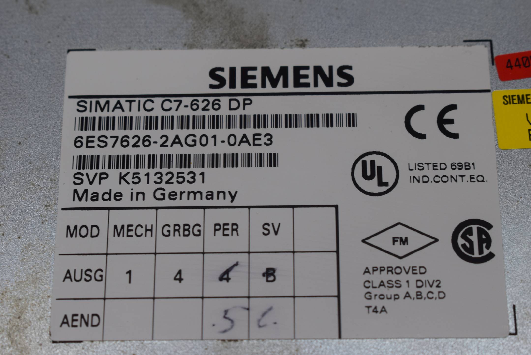 Siemens simatic C7-626 DP 6ES7626-2AG01-0AE3 ( 6ES7 626-2AG01-0AE3 ) 