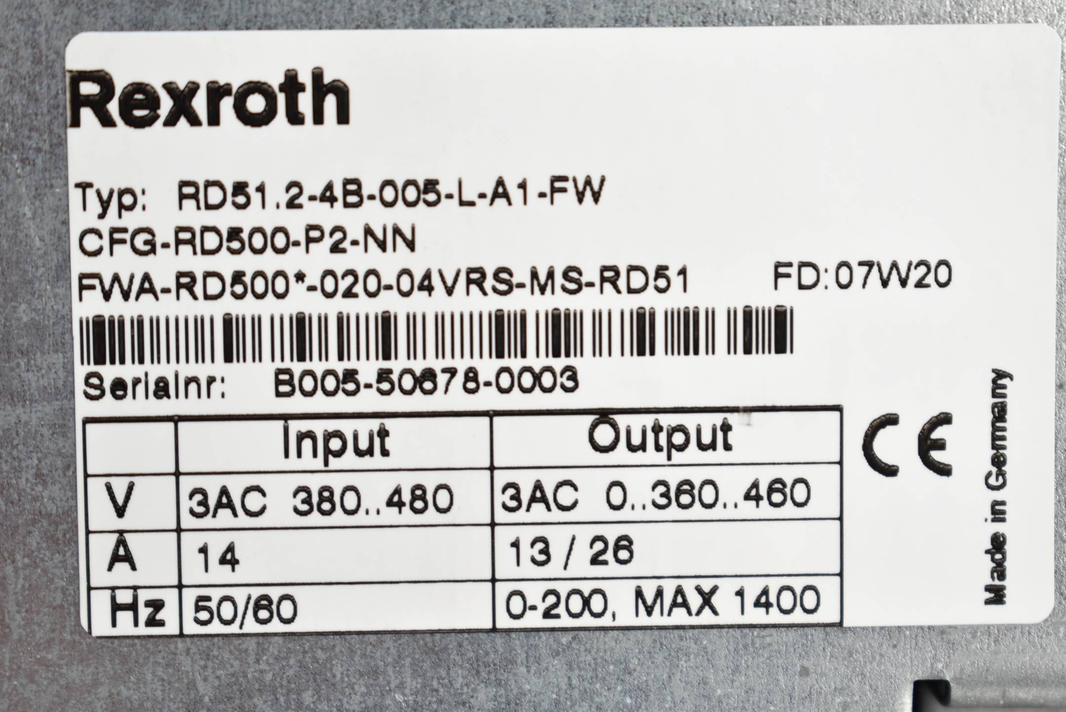 Rexroth RD51 Drive Control Devices RD51.2-4B-005-L-A1-FW