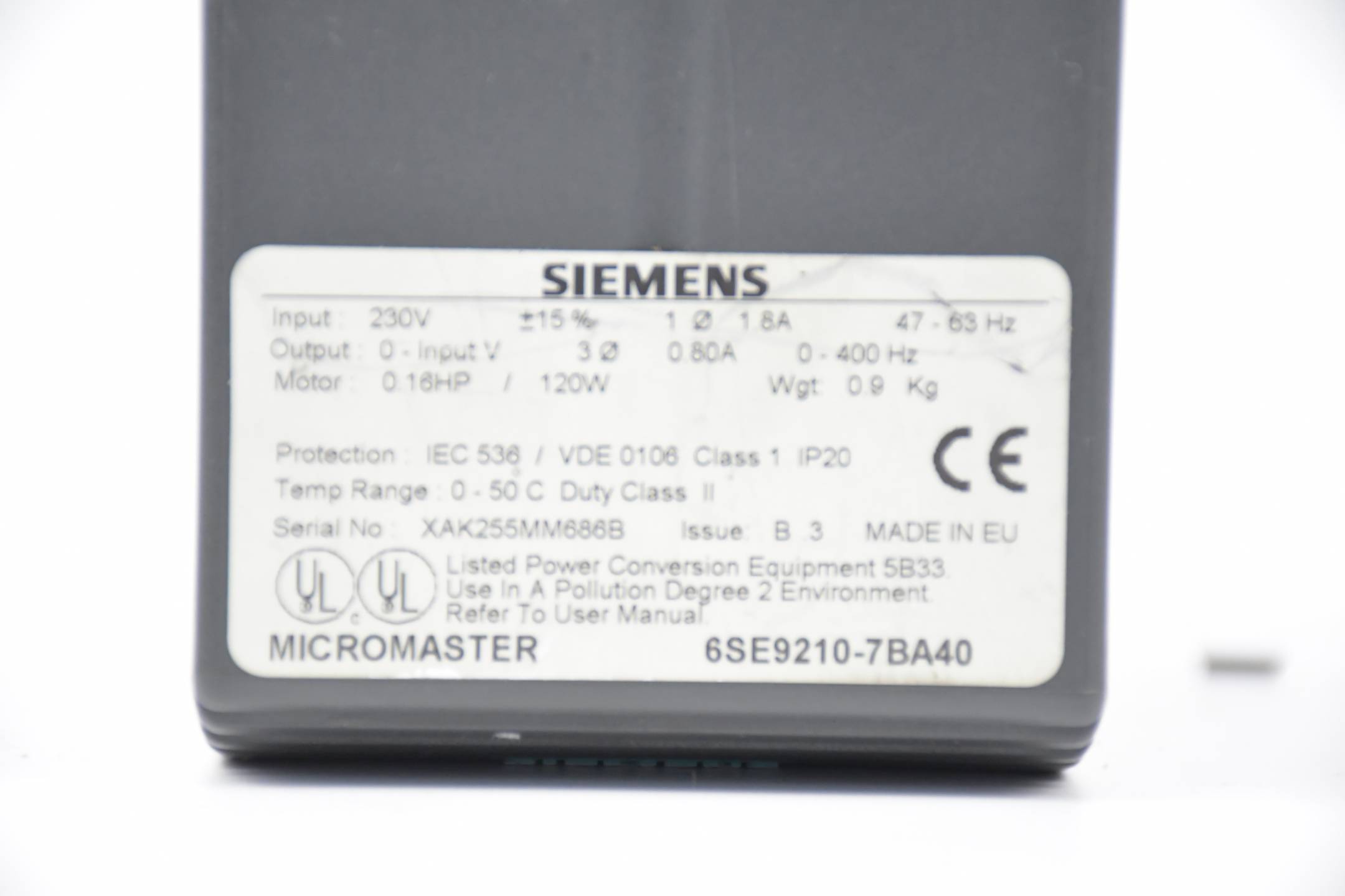 Siemens Micromaster 6SE9210-7BA40 ( 6SE9 210-7BA40 )