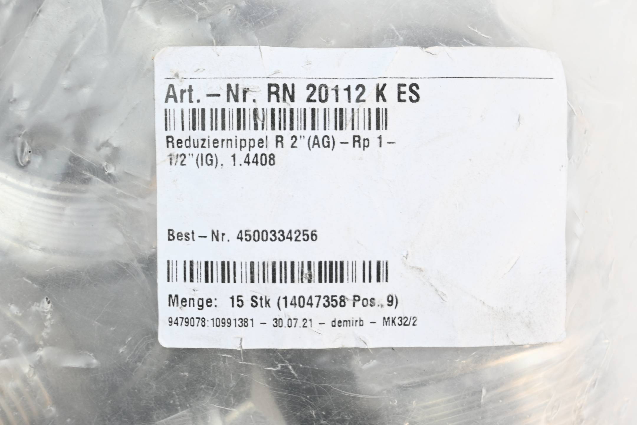 15 Stück Reduziernippel R2"(AG)-Rp 1-1/2"(IG) RN 20112 K ES ( RN20112KES )