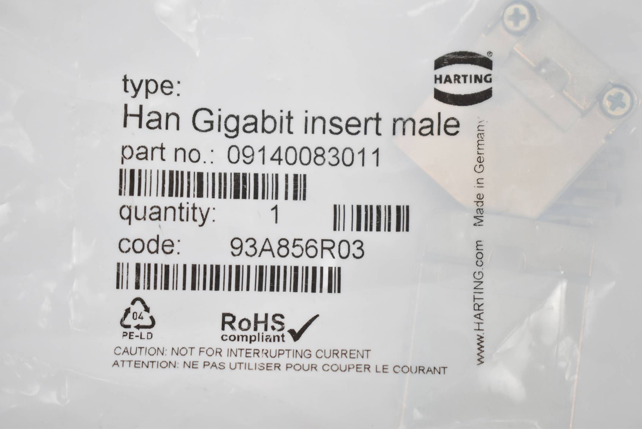 Harting Han Gigabite insert male 09140083011