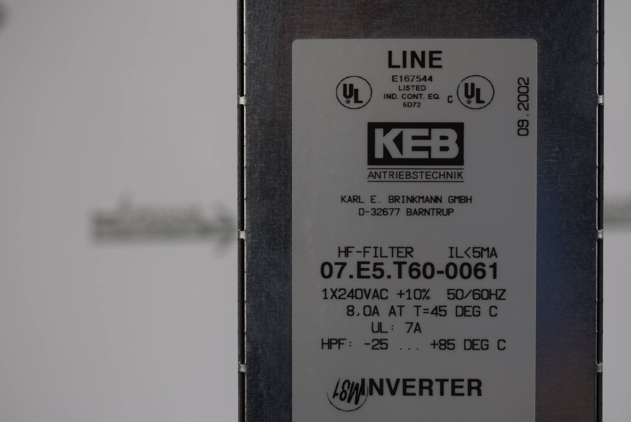 KEB HF-Filter 07.E5.T60-0061 ( 07E5T60-0061 )
