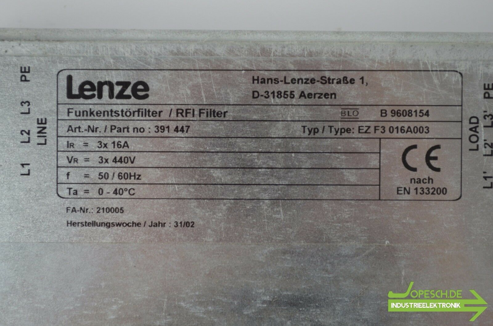 Lenze Funkentstörfilter / RFI Filter EZ F3 016A003