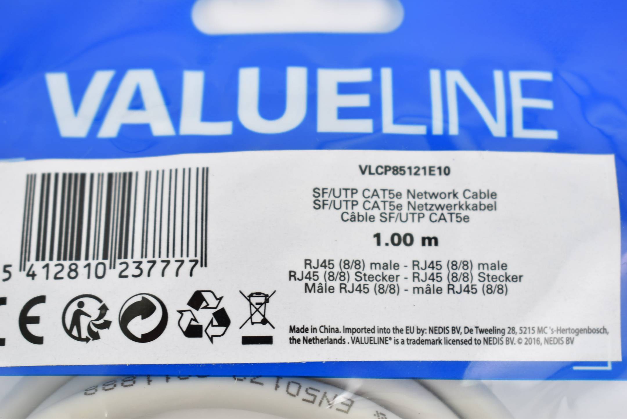 Valueline SF/UTP CAT5e Netzwerkkabel 1 m VLCP85121E10