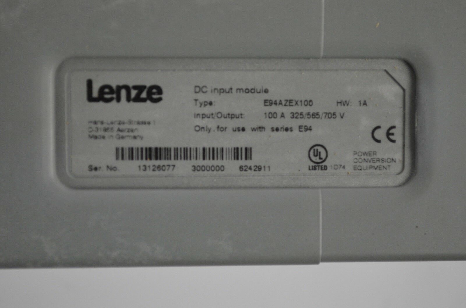 Lenze DC input module E94AZEX100