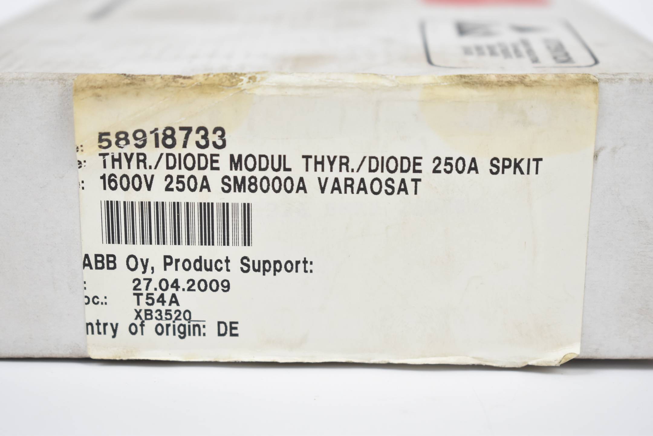 ABB THYR./DIODE MODUL THYR./DIODE 250A SPKIT 58918733