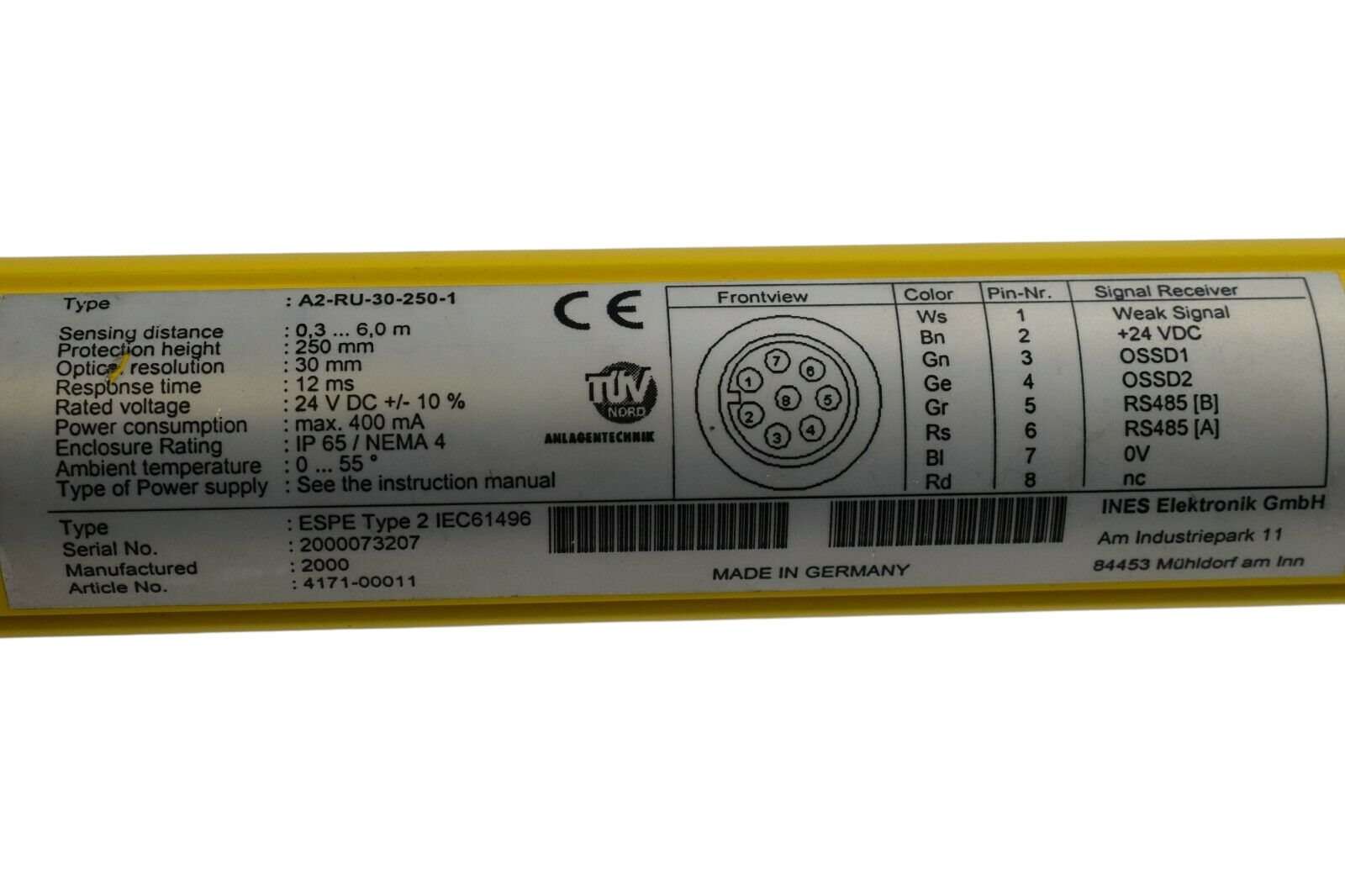 INES Elektronik A2-RU-30-250-1 ESPE Type 2 IEC61496