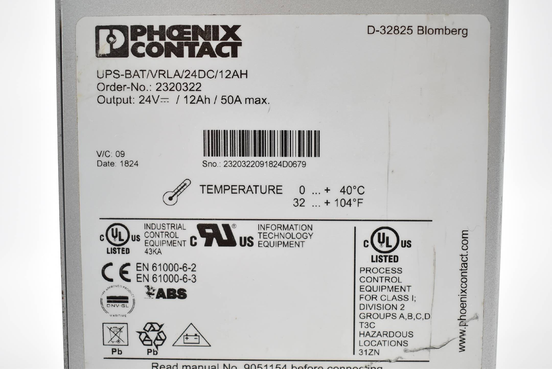 Phoenix Contact Batteriemodul UPS-BAT/VRLA/24DC/12AH ( 2320322 )