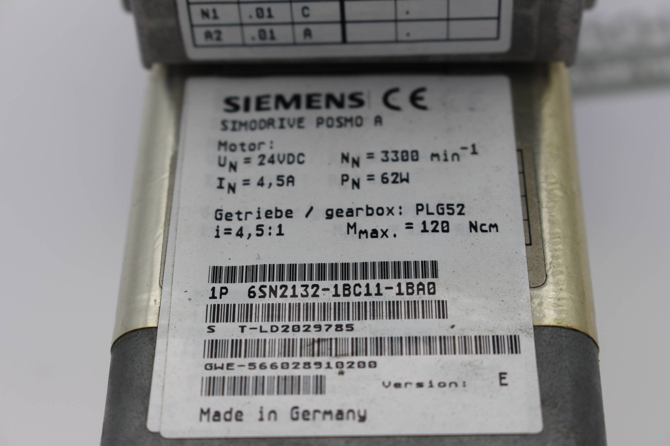 Siemens Simodrive Posmo 6SN2132-1BC11-1BA0 ( 6SN2 132-1BC11-1BA0 ) Ver: E
