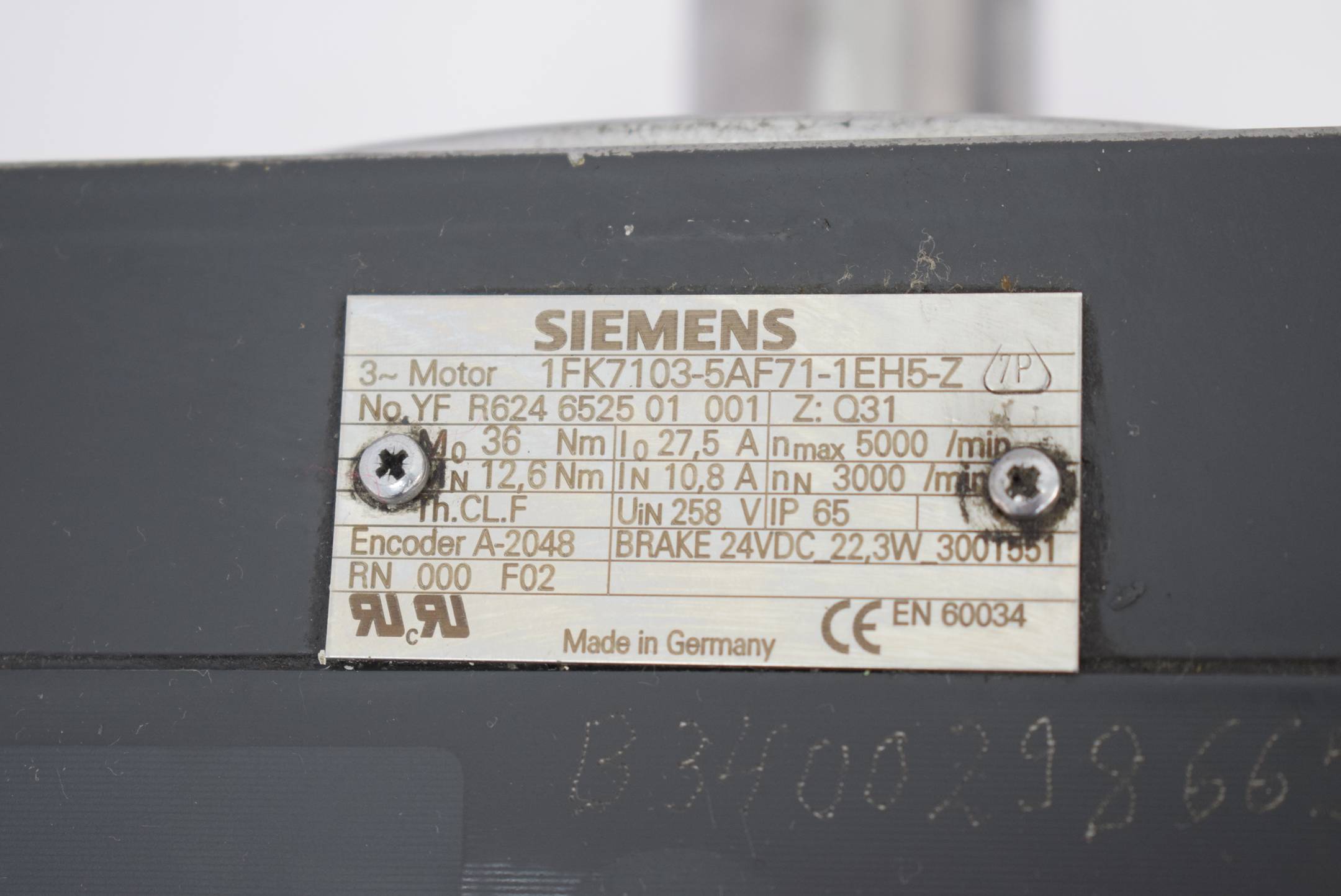 Siemens S Synchronservomotor 1FK7103-5AF71-1EH5-Z ( 1FK7 103-5AF71-1EH5-Z )