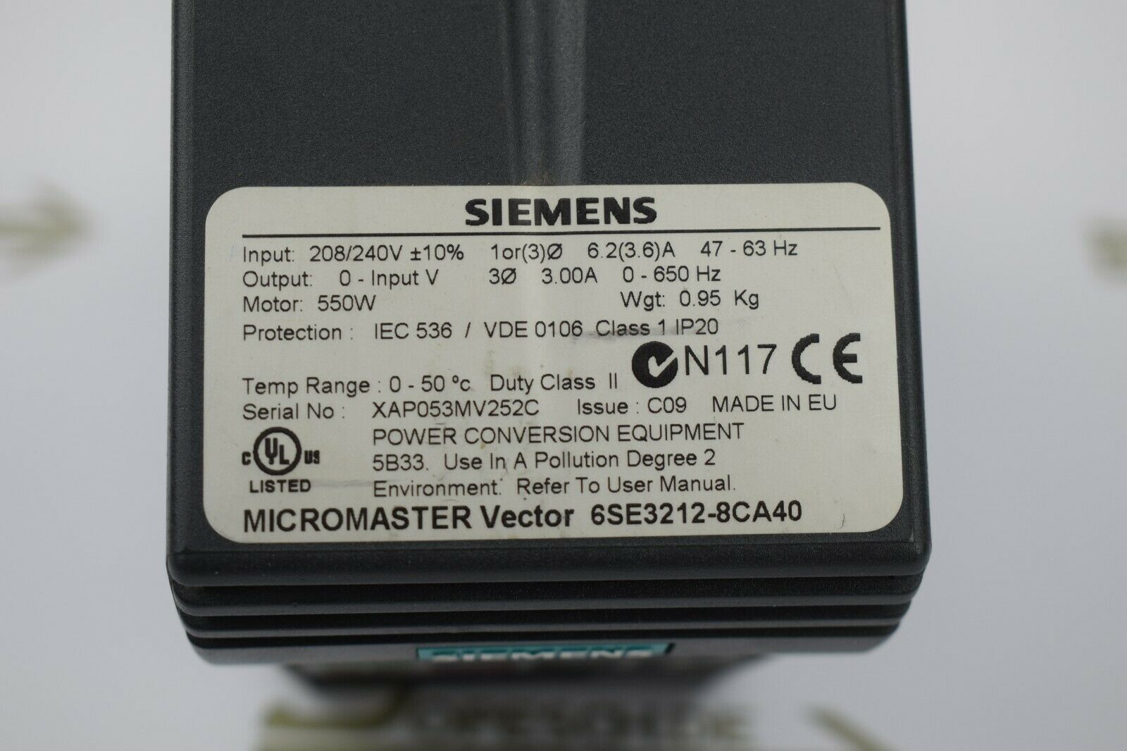 Siemens Micromaster Vector MMV55/2 6SE3212-8CA40 ( 6SE3 212-8CA40 )