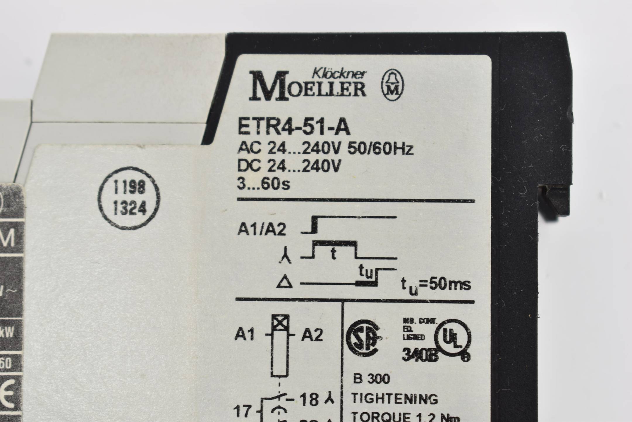 Klöckner Möller Timing Relay AC 24 50/60Hz 240 V ETR4-51-A 