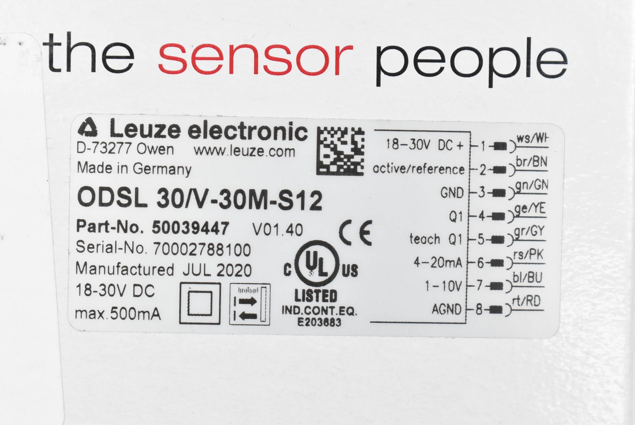 Leuze Electronic Optischer Abstandssensor ODSL 30/V-30M-S12 ( 50039447 )