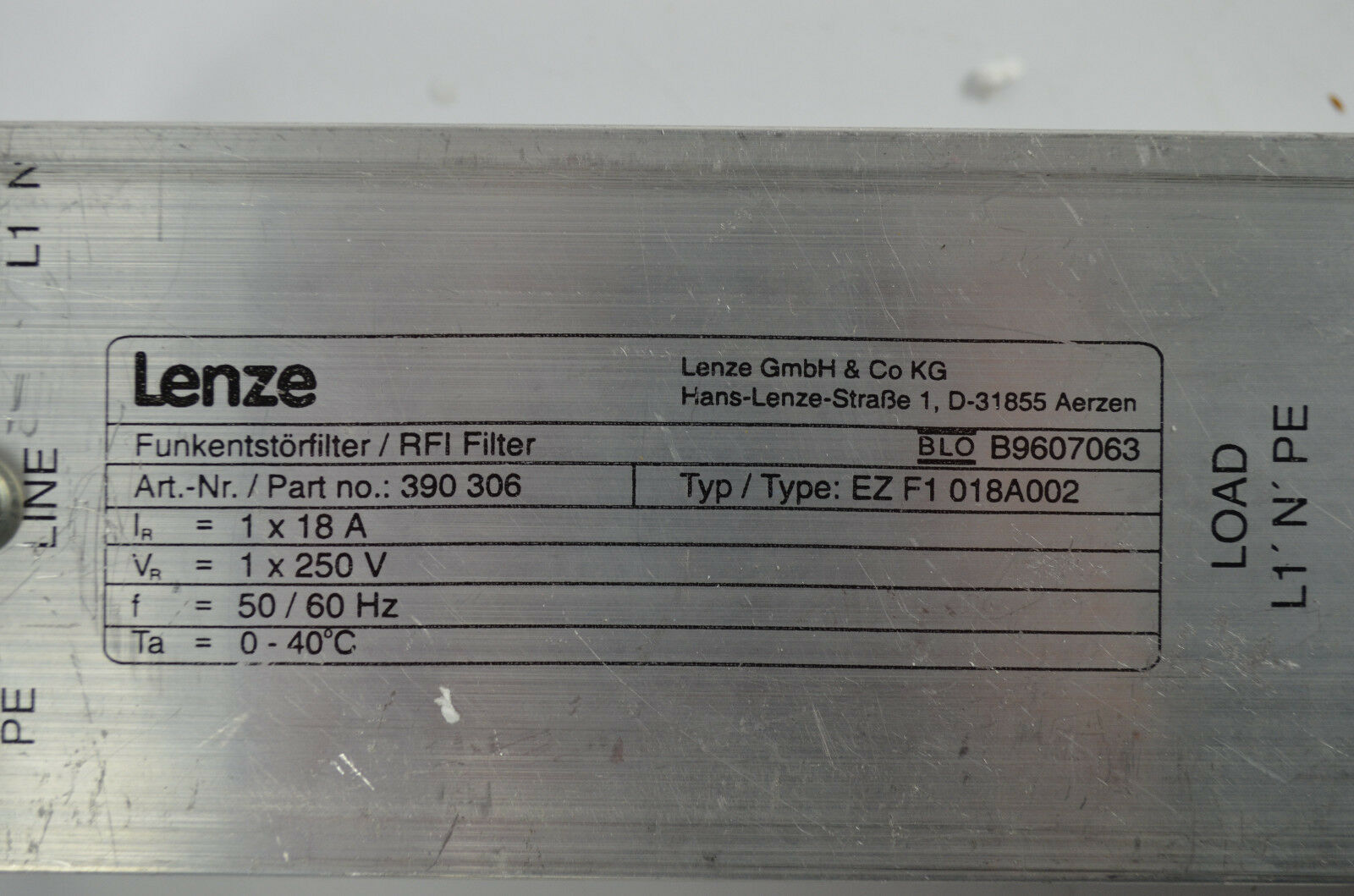 Lenze Funkentstörfilter / RFI Filter EZ F1 018A002