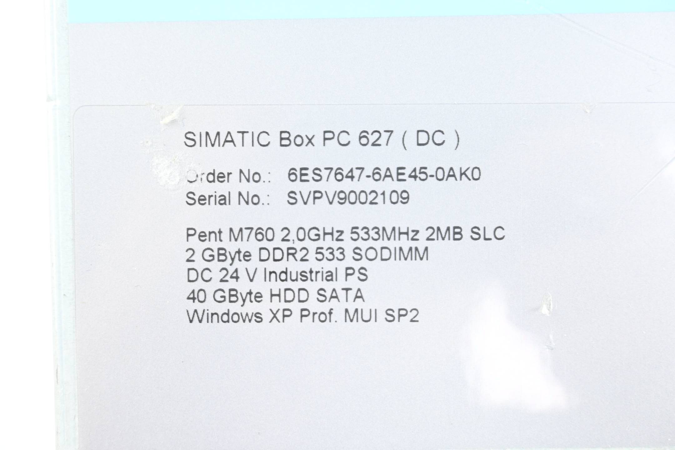 Siemens Simatic Box PC 6ES7647-6AE45-0AK0 ( 6ES7 647-6AE45-0AK0 )