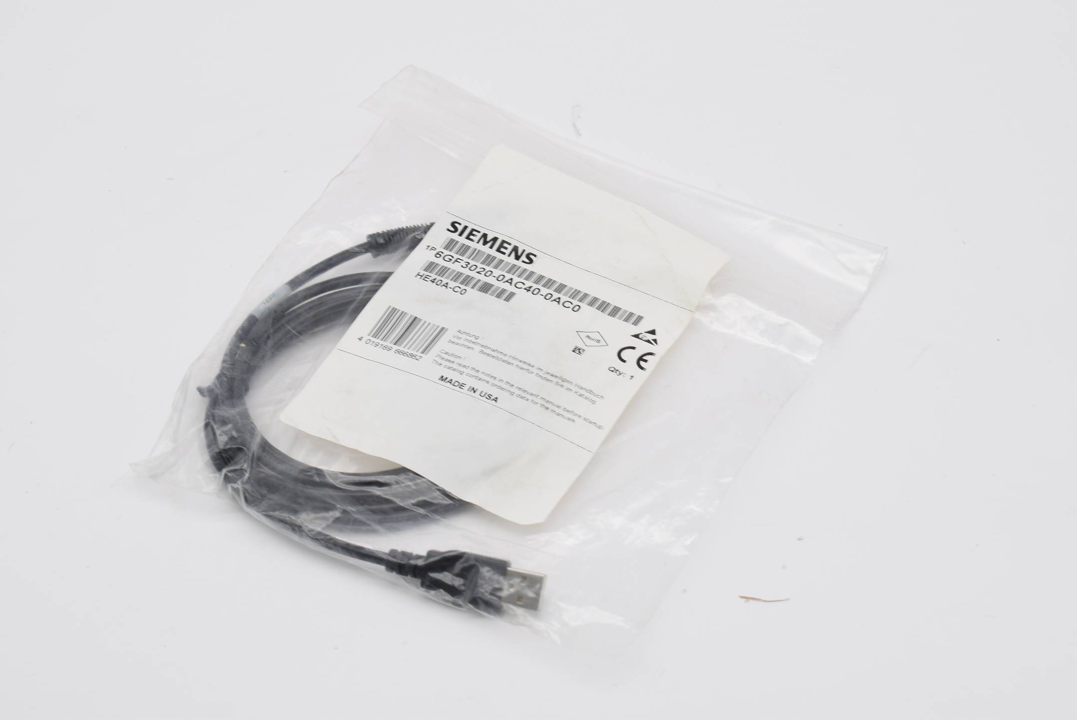 Siemens USB Cable 6" 6GF3020-0AC40-0AC0 ( 6GF3 020-0AC40-0AC0 )