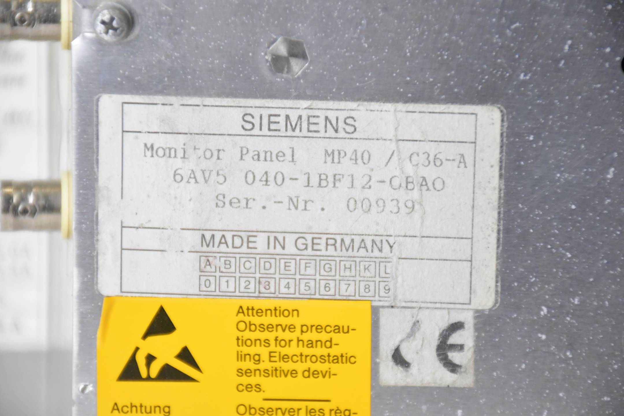 DEFEKT Siemens monitor-Panel MP40/C36-A 6AV5 040-1BF12-0BA0 ( 6AV5040-1BF12-0BA0 )