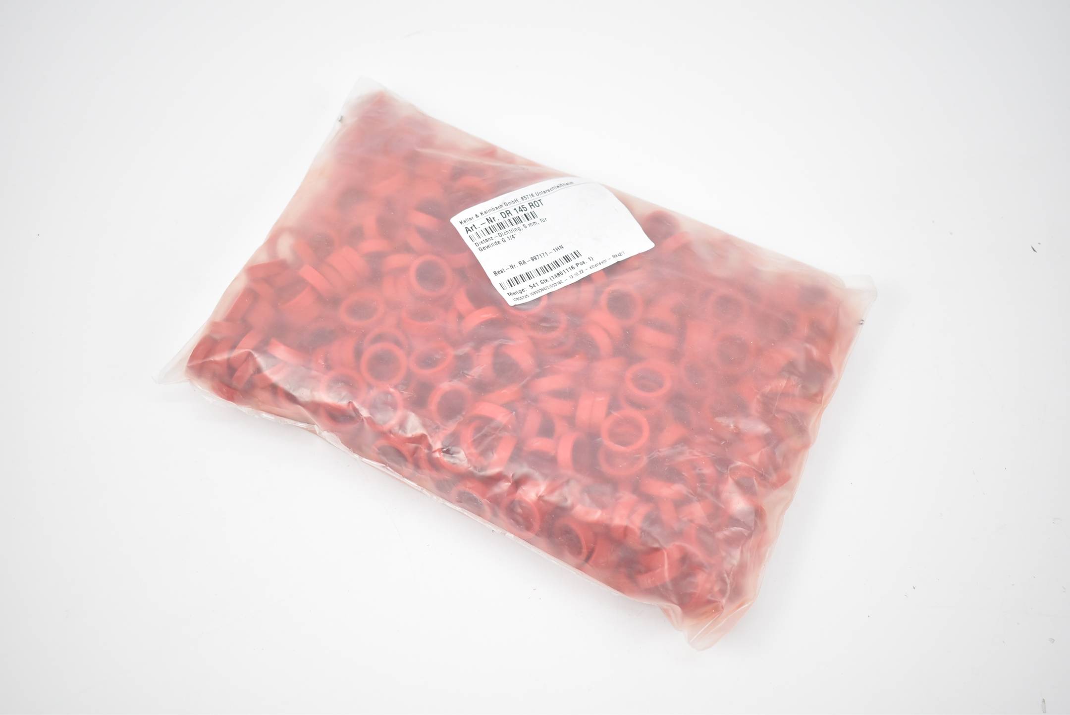 Keller&Kalmbach Distanz-Dichtring DR 145 Rot ( 5mm für Gewinde G 1/4" ) VE 541x